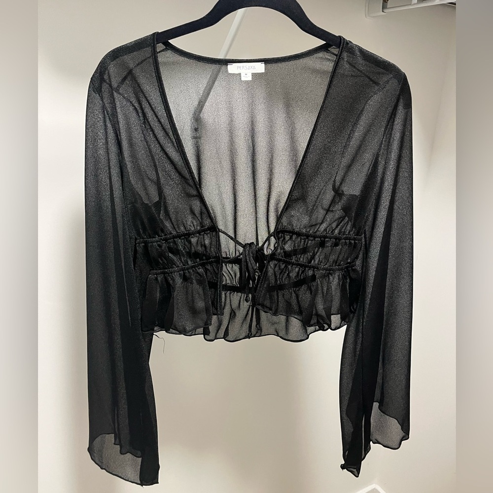 Sheer black crop top M